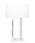FlowDecor Abby Table Lamp in crystal and metal with antique brass finish and off-white linen oval shade (# 4095)