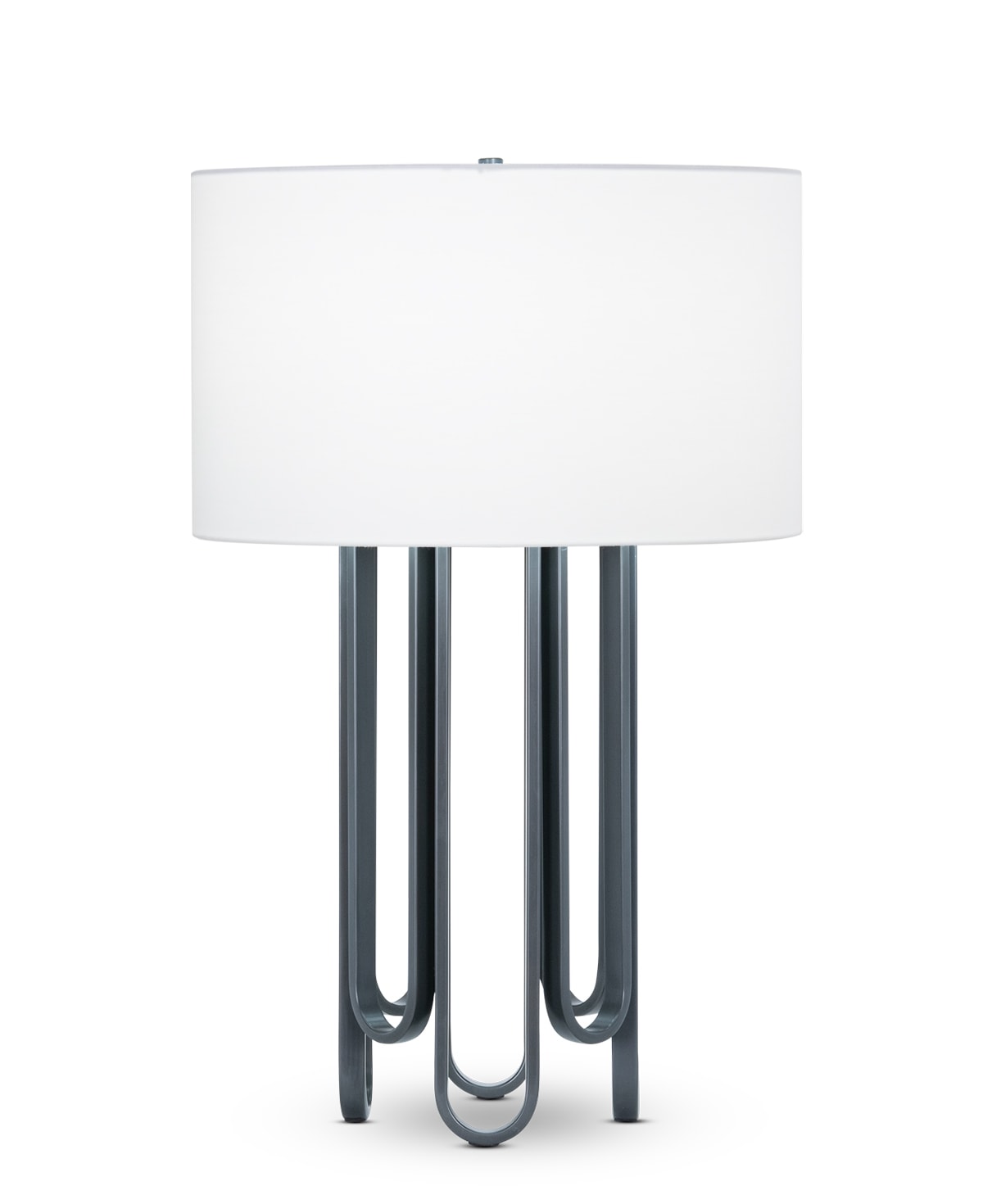 FlowDecor Barclay Table Lamp in metal with bronze finish and off-white cotton drum shade (# 4488)