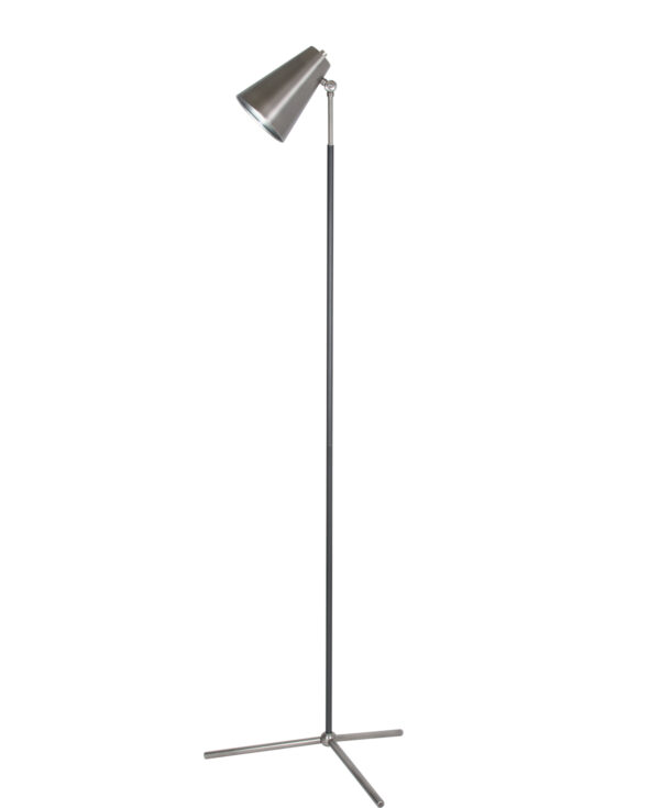 FlowDecor Chase Floor Lamp in metal with antique silver finish and metal with gunmetal finish and  shade (# 4451)