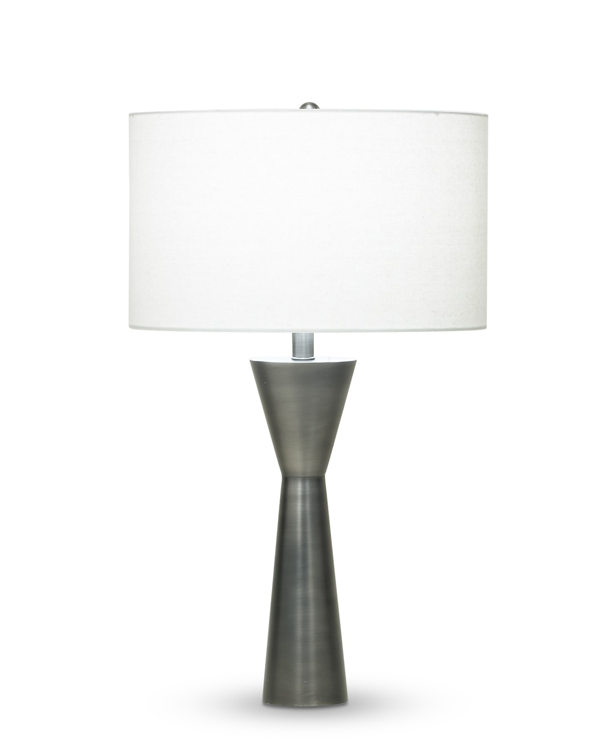FlowDecor Dark Essex Table Lamp in metal with antique black finish and off-white linen drum shade (# 3801)