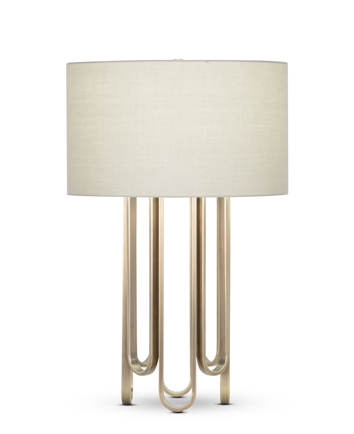 FlowDecor Deanna Table Lamp in metal with antique brass finish and beige cotton drum shade (# 4485)