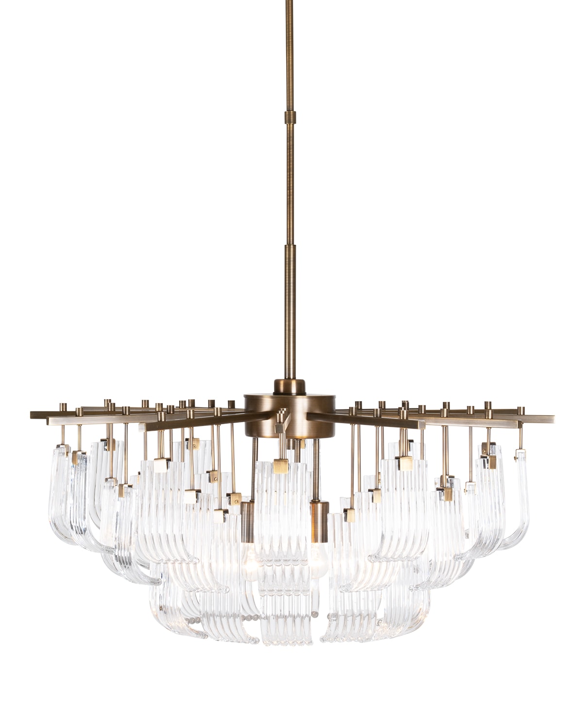 FlowDecor Ferris Chandelier in metal with antique brass finish and glass (# 6051)