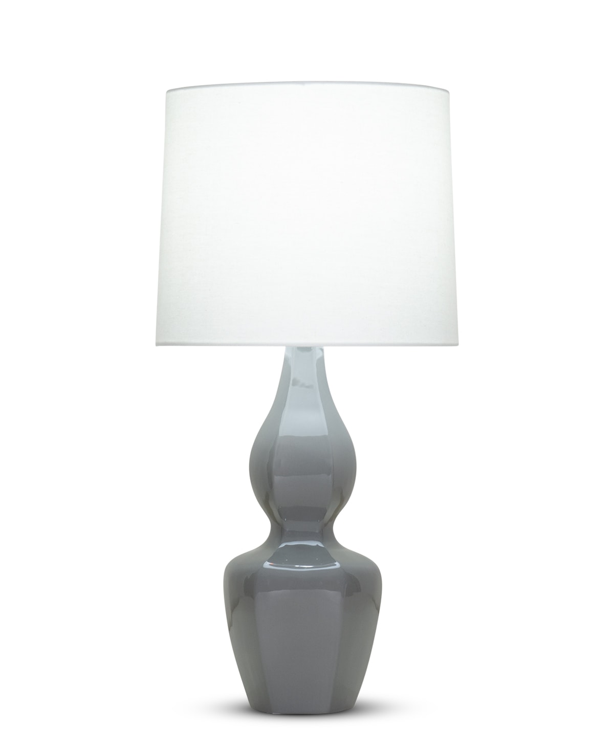 FlowDecor George Table Lamp in ceramic with charcoal grey finish and off-white linen tapered drum shade (# 4353)