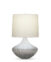 FlowDecor Jackson Table Lamp in mouth-blown glass with grey carved finish and beige cotton tapered drum shade (# 3954)