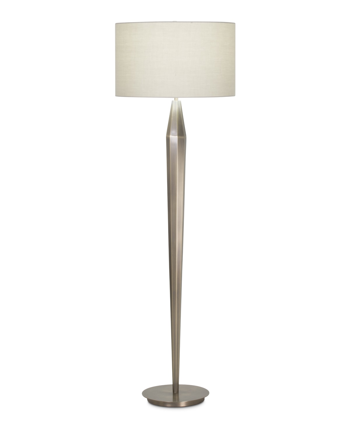 FlowDecor Landon Floor Lamp in metal with antique brass finish and beige cotton drum shade (# 3982)