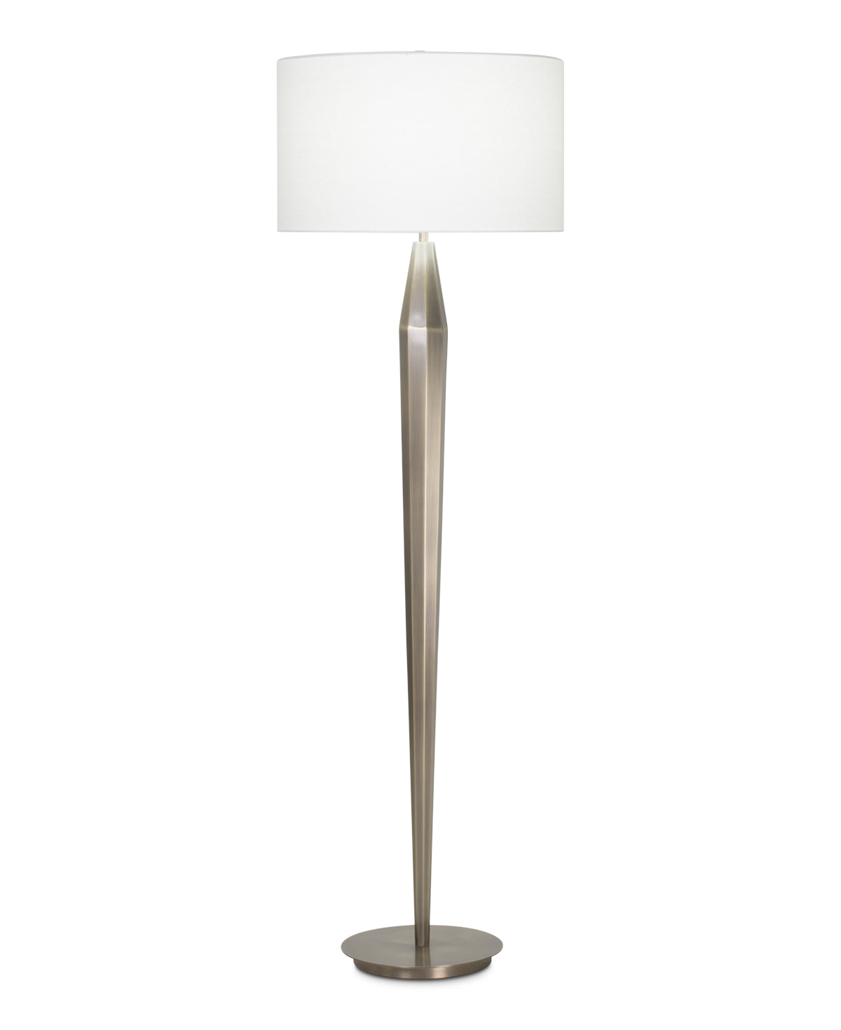 FlowDecor Landon Floor Lamp in metal with antique brass finish and off-white linen drum shade (# 3982)