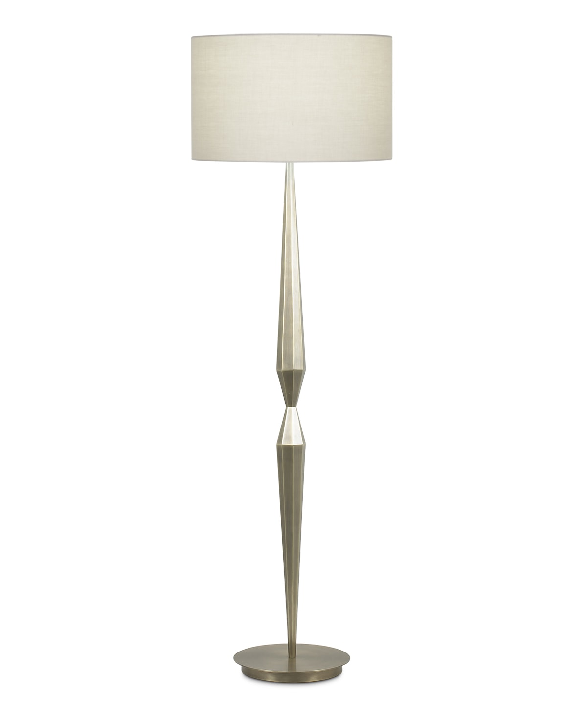 FlowDecor Martin Floor Lamp in metal with antique brass finish and beige cotton drum shade (# 3828)