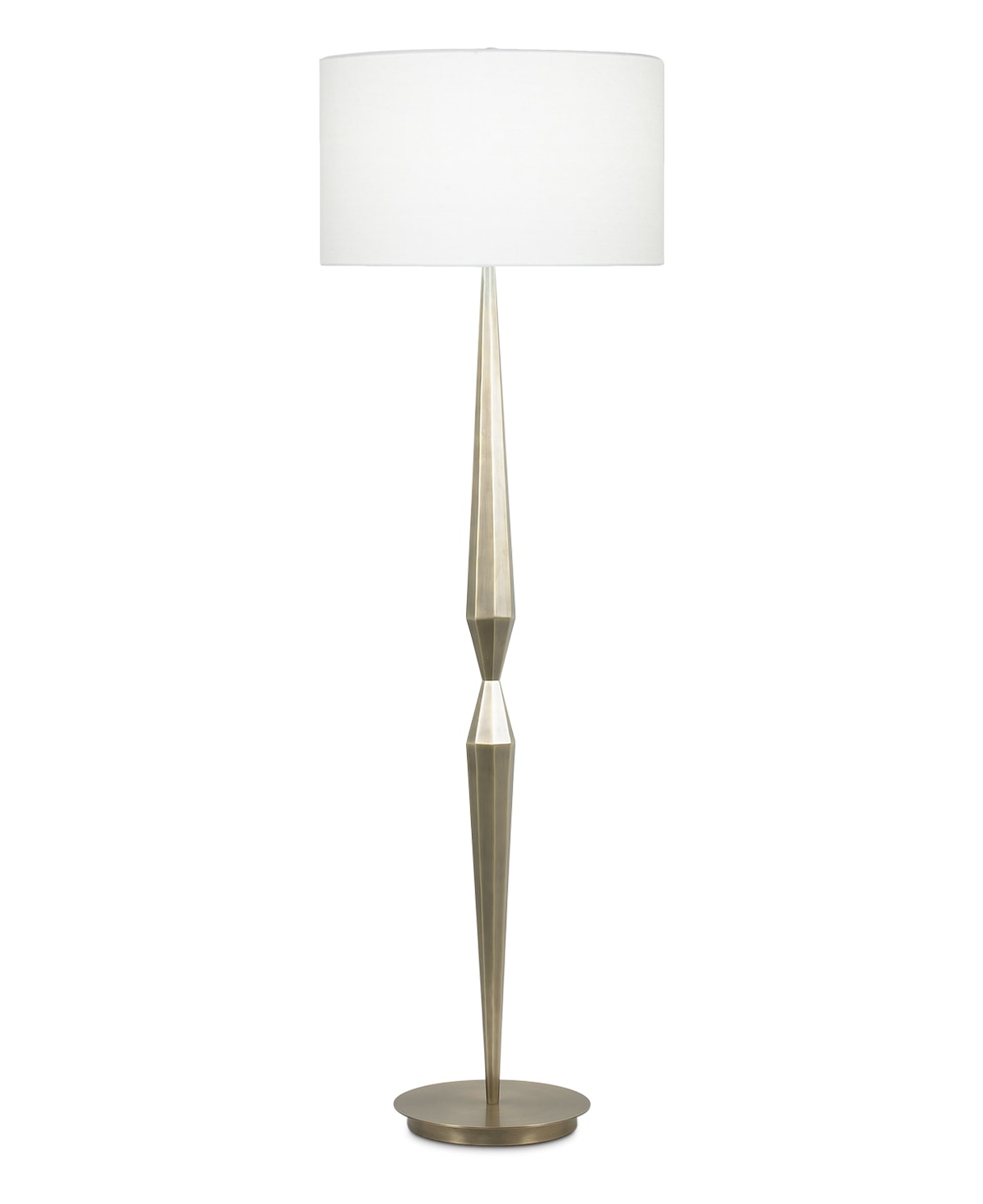FlowDecor Martin Floor Lamp in metal with antique brass finish and off-white linen drum shade (# 3828)
