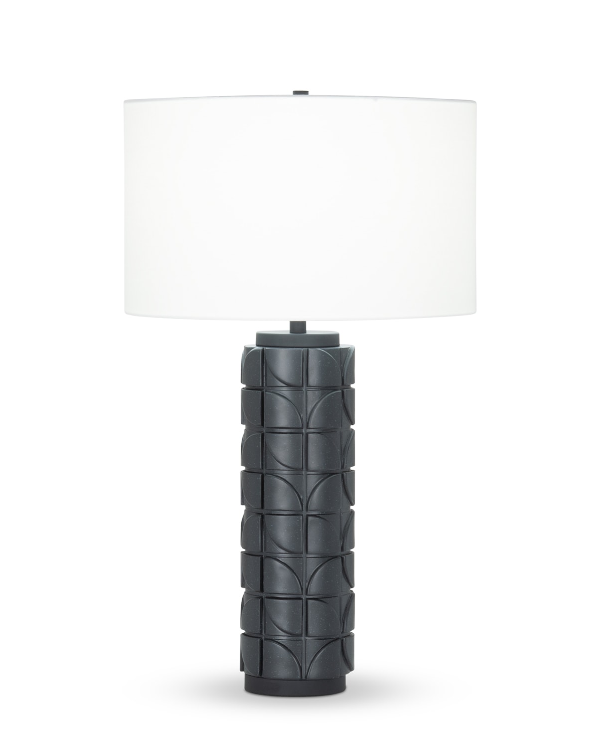 FlowDecor Mimi Table Lamp in resin with black finish and off-white cotton drum shade (# 4437)