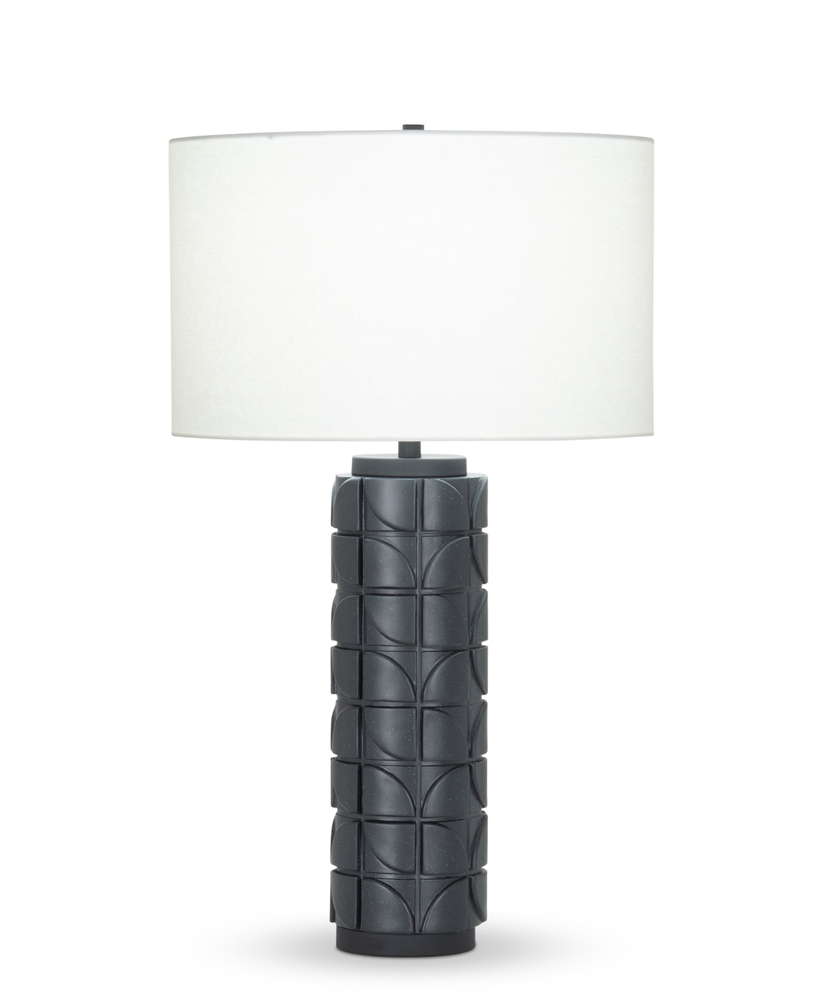 FlowDecor Mimi Table Lamp in resin with black finish and off-white linen drum shade (# 4437)