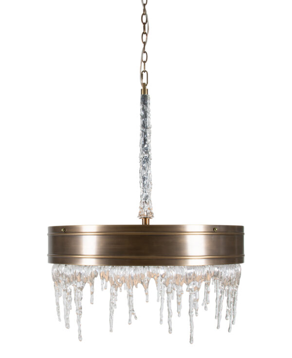 FlowDecor Natalie Chandelier in brass with antique brass finish and acrylic (# 6054)