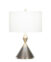 FlowDecor Ontario Table Lamp in metal with antique brass & bronze finishes and off-white linen drum shade (# 4099)