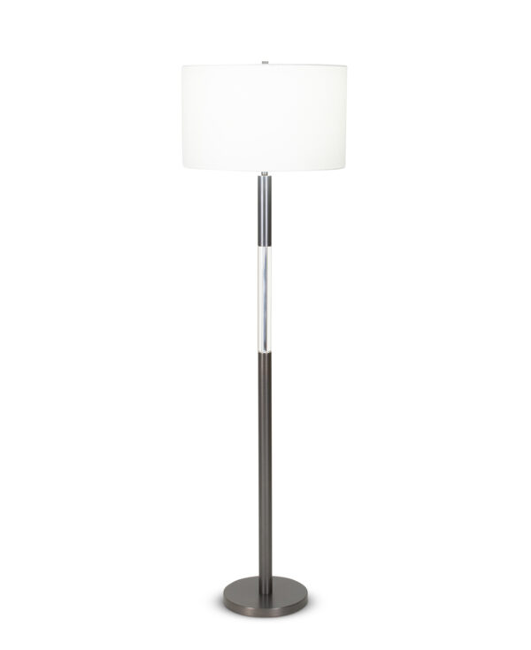 FlowDecor Trent Floor Lamp in metal with bronze finish and crystal and off-white linen drum shade (# 4093)