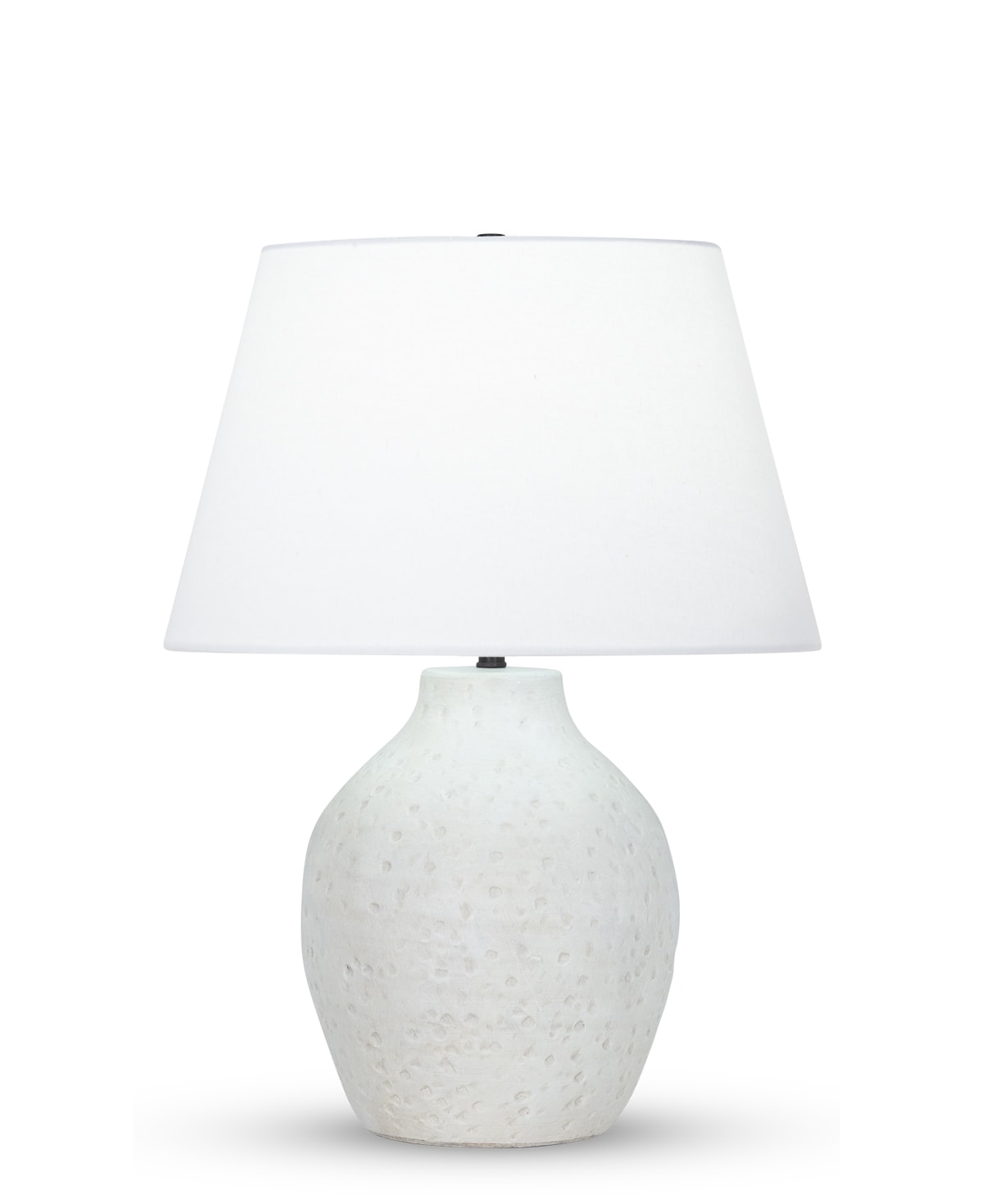 FlowDecor Luna Table Lamp in ceramic with off-white finish and off-white cotton tapered drum shade (# 4503)
