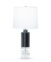 FlowDecor Marcia Table Lamp in crystal and metal with black matte finish and off-white cotton tapered drum shade (# 4526)
