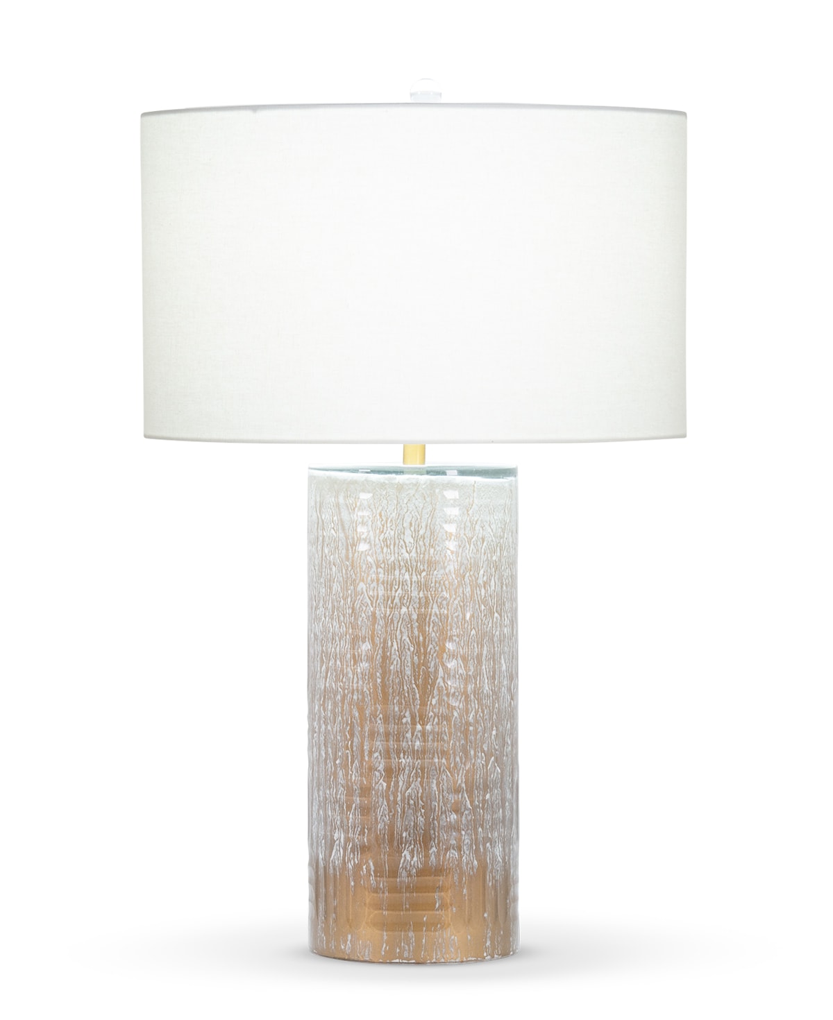 FlowDecor Moraine Table Lamp in mouth-blown glass with brown finish and off-white linen drum shade (# 4070)