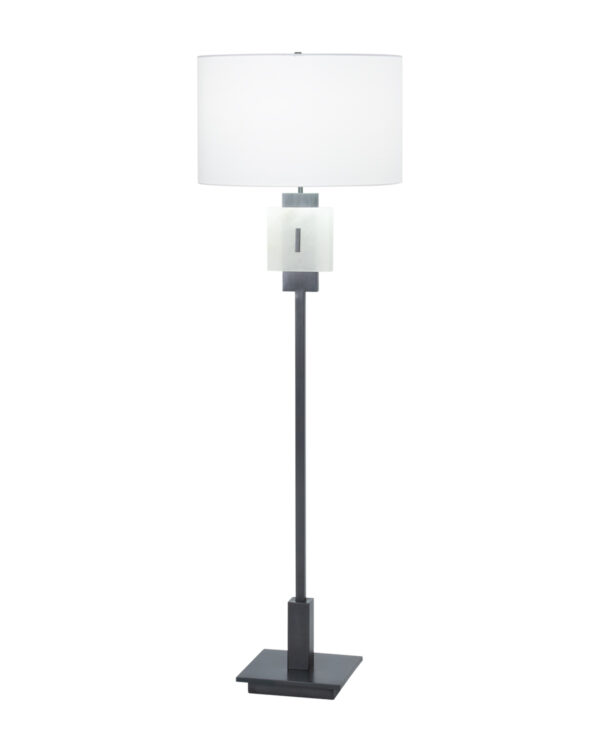 FlowDecor Rose Floor Lamp in metal with bronze finish and alabaster and off-white cotton drum shade (# 4523)