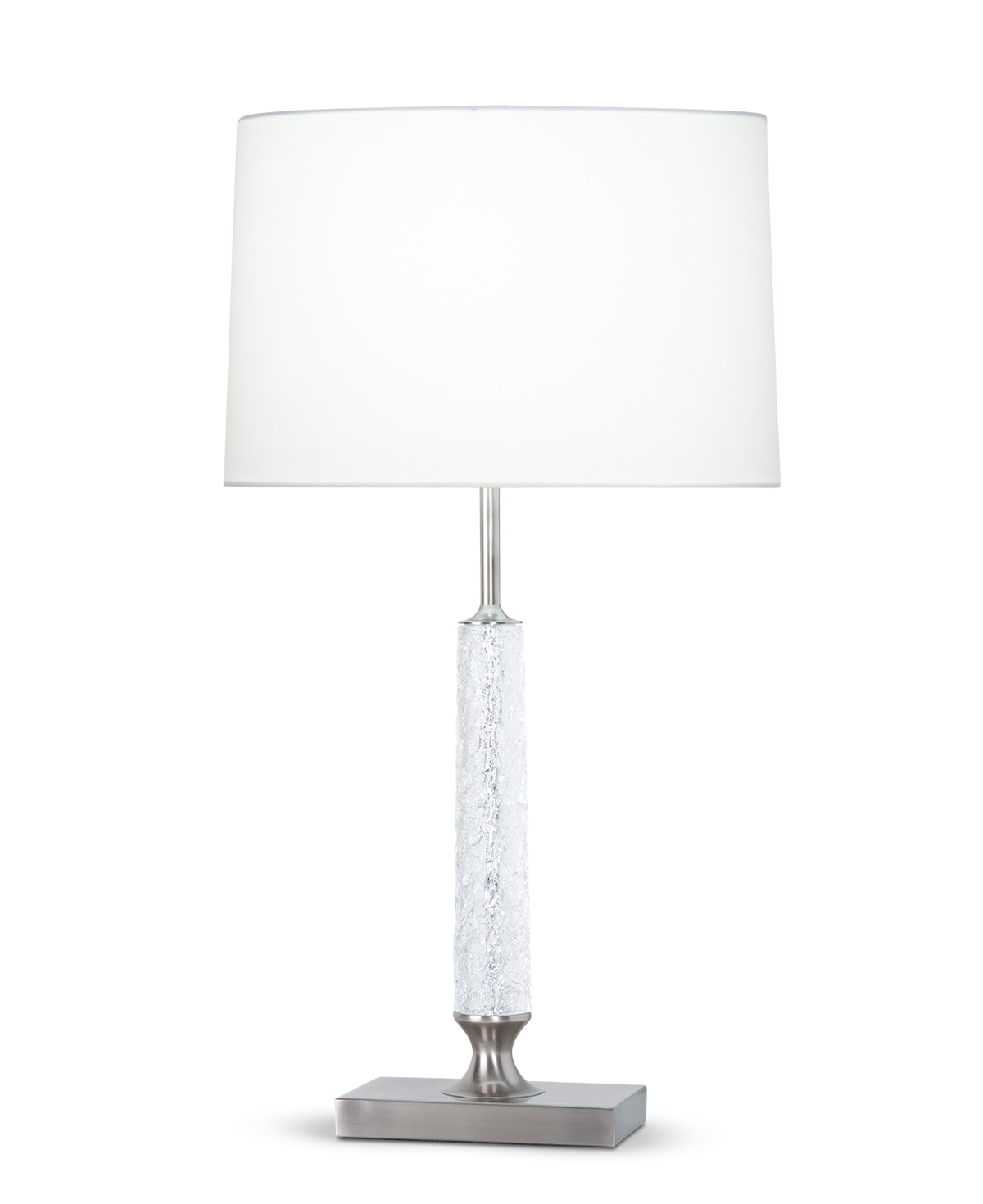 FlowDecor Thornton Table Lamp in metal with antique silver finish and crystal and off-white cotton oval shade (# 4555)