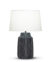 FlowDecor Wilkes Table Lamp in ceramic with distressed black & brown finish and off-white linen tapered drum shade (# 4540)