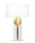 FlowDecor Lena Table Lamp in brass with antique brass & matte off-white finishes and off-white cotton oval shade (# 4482)