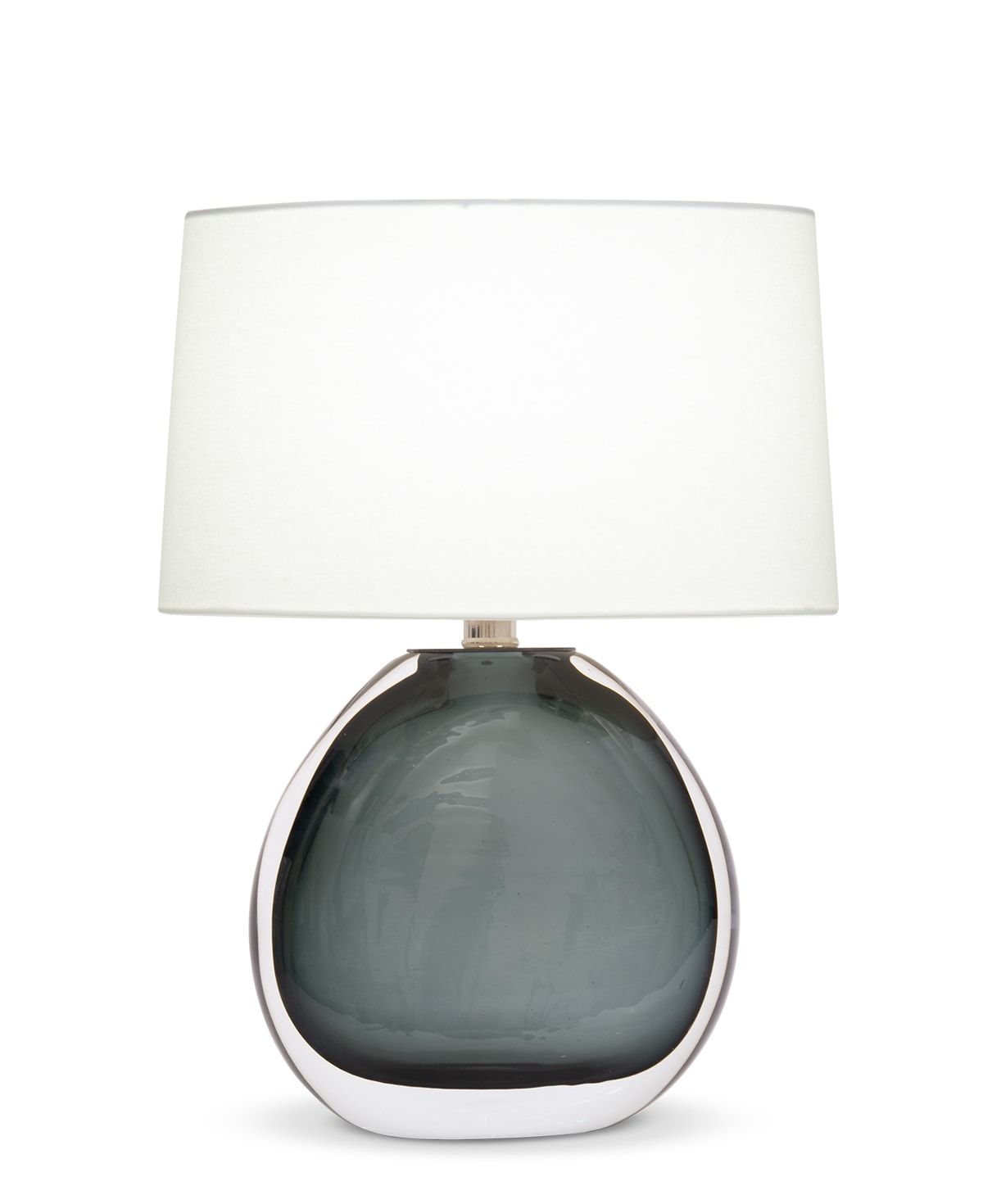 FlowDecor Nellie Table Lamp in glass with smokey grey and off-white linen oval shade (# 4563)