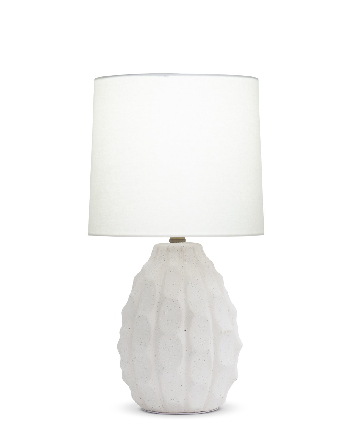 FlowDecor Smith Table Lamp in ceramic with off-white textured and off-white linen tapered drum shade (# 4575)