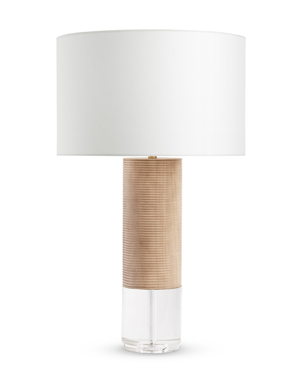FlowDecor Admiral Table Lamp in wood with light finish and crystal and off-white linen drum shade (# 4615)