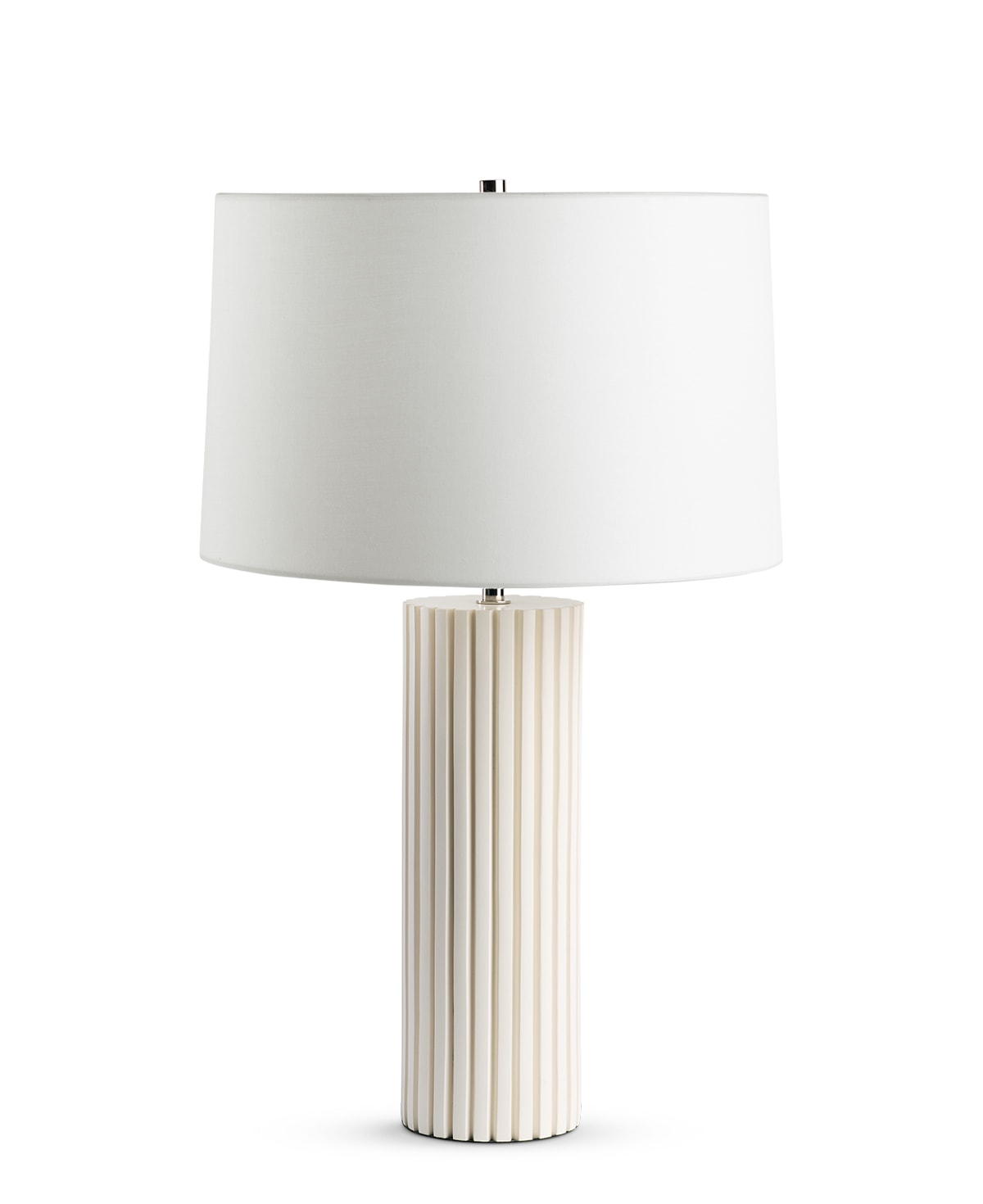 FlowDecor Dixon Table Lamp in resin with off-white matte finish and off-white cotton tapered drum shade (# 4519)