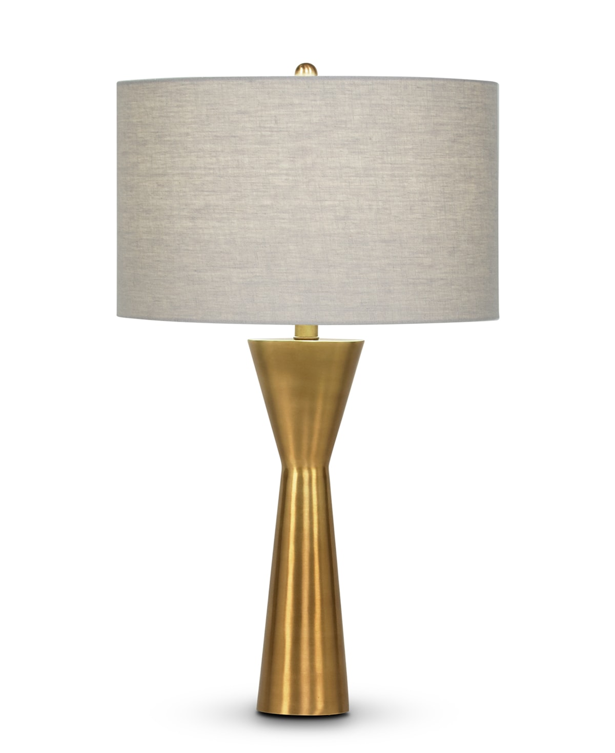 FlowDecor Essex Table Lamp in metal with antique brass finish and beige linen drum shade (# 3591)