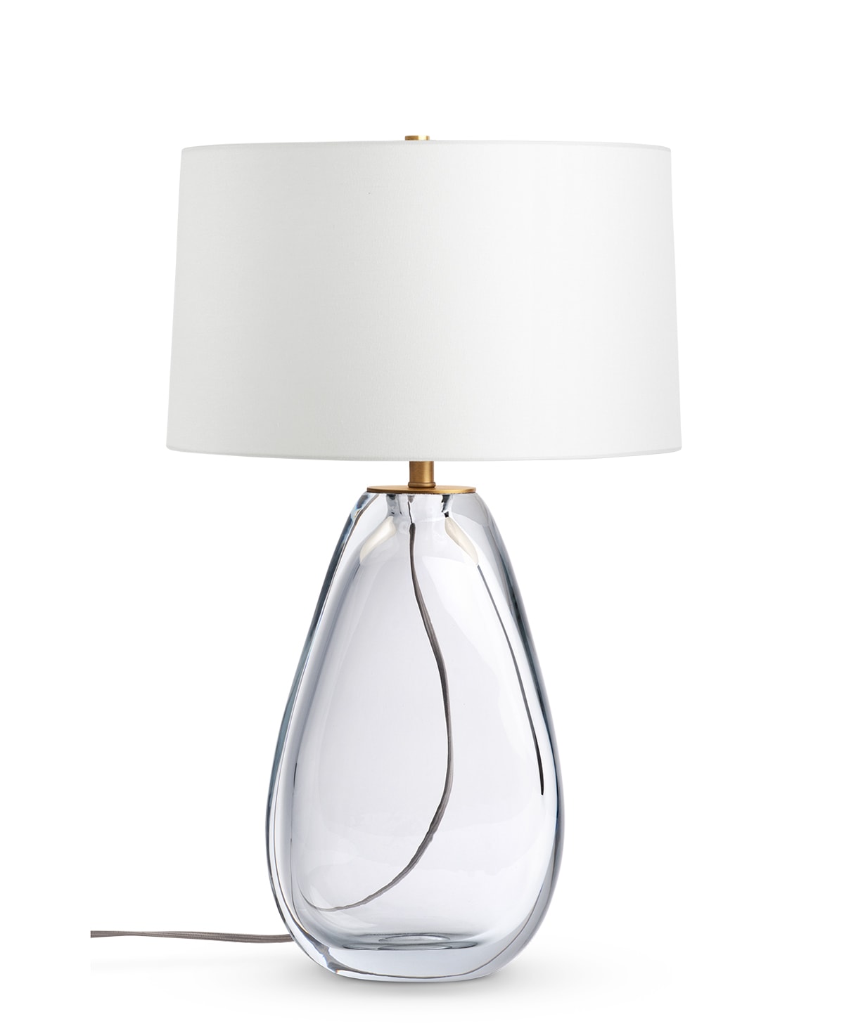 FlowDecor Gable Table Lamp in glass with clear and off-white linen oval shade (# 4621)