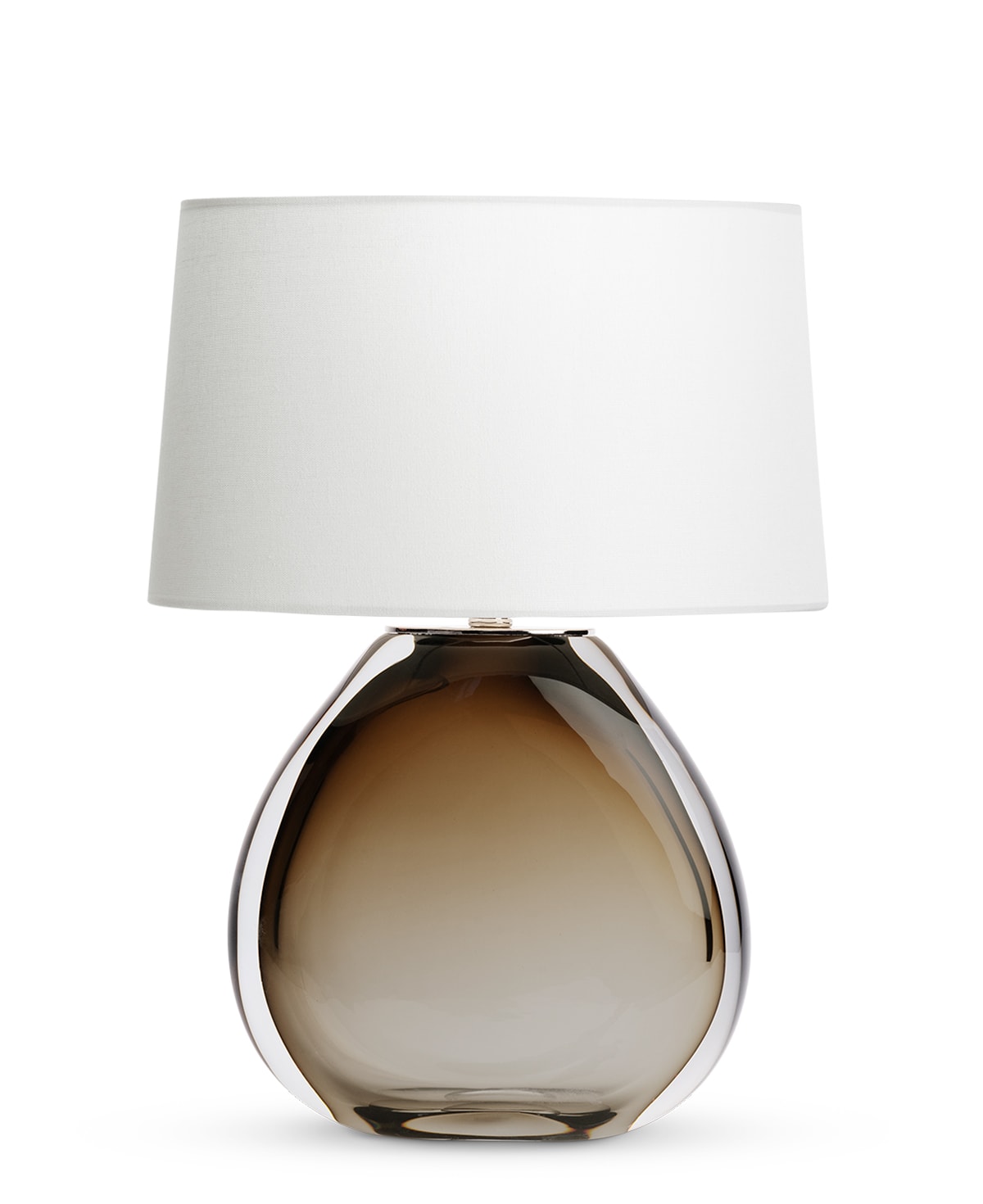 FlowDecor Oriole Table Lamp in glass with beige and off-white linen oval shade (# 4618)