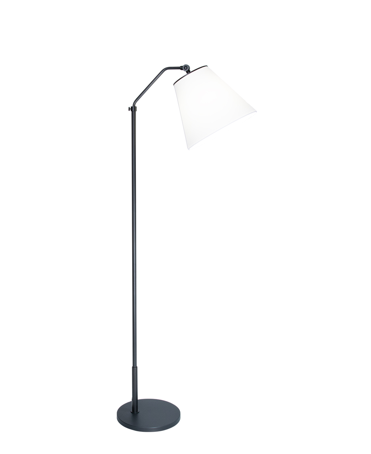 FlowDecor Ward Floor Lamp in metal with bronze finish and off-white cotton tapered drum shade (# 4453)