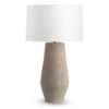 FlowDecor Adrian Table Lamp in ceramic with sand finish and off-white linen tapered drum shade (# 4500)