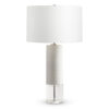 FlowDecor Bermuda Table Lamp in resin with off-white matte finish and finely ribbed surface and crystal and off-white linen drum shade (# 4450)