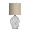 FlowDecor Connor Table Lamp in ceramic with ivory with taupe & black finish and beige cotton tapered drum shade (# 4501)