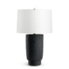 FlowDecor Desmond Table Lamp in ceramic with black matte stipple finish and off-white linen tapered drum shade (# 4542)