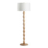 FlowDecor Manor Floor Lamp in wood with light finish and off-white linen tapered drum shade (# 4617)