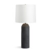 FlowDecor Monica Table Lamp in ceramic with black and off-white linen tapered drum shade (# 4640)