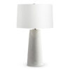 FlowDecor Omar Table Lamp in resin with off-white matte finish and finely ribbed surface and off-white cotton tapered drum shade (# 4517)