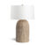 FlowDecor Pretoro Table Lamp in mouth-blown glass with sand finish and off-white linen tapered drum shade (# 4637)