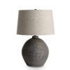 FlowDecor Rockwood Table Lamp in ceramic with rustic brown and beige linen tapered drum shade (# 4582)