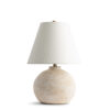 FlowDecor Roscoe Table Lamp in ceramic with cream finish and off-white linen tapered drum shade (# 4670)