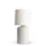 FlowDecor Sally Table Lamp in ceramic with white finish and off-white linen tapered drum shade (# 4589)