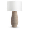 FlowDecor Adrian Table Lamp in ceramic with sand finish and off-white linen tapered drum shade (# 4500)