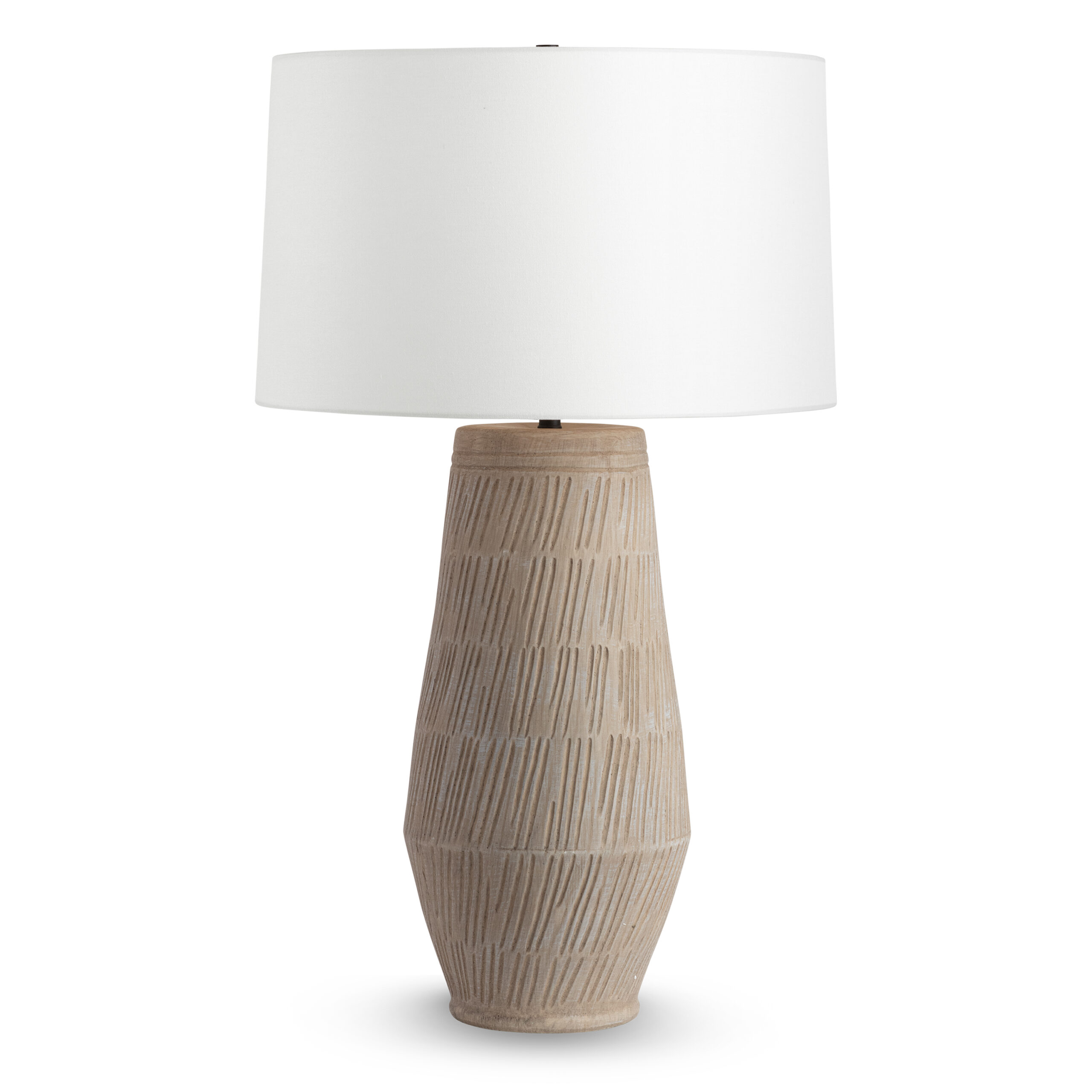 adrian-sand-ceramic-table-lamp-main-4500-OWL FlowDecor Adrian Table Lamp in ceramic with sand finish and off-white linen tapered drum shade (# 4500)