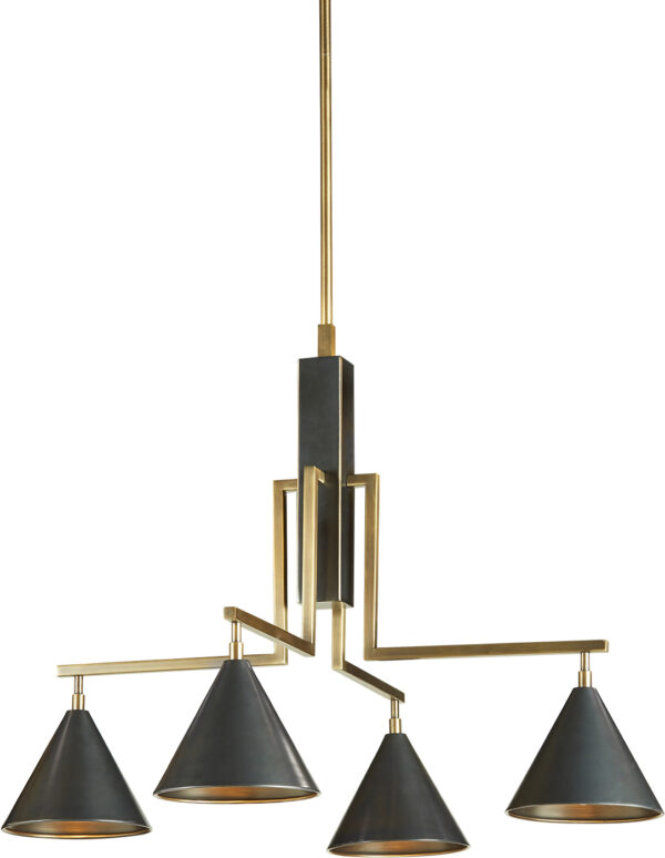 FlowDecor Aria Chandelier in metal with antique brass & bronze finishes (# 6044)