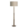 FlowDecor Hailey Floor Lamp in metal with antique brass finish and beige cotton drum shade (# 3980)