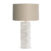 FlowDecor Kraft Table Lamp in ceramic with off-white textured finish and beige cotton drum shade (# 4576)