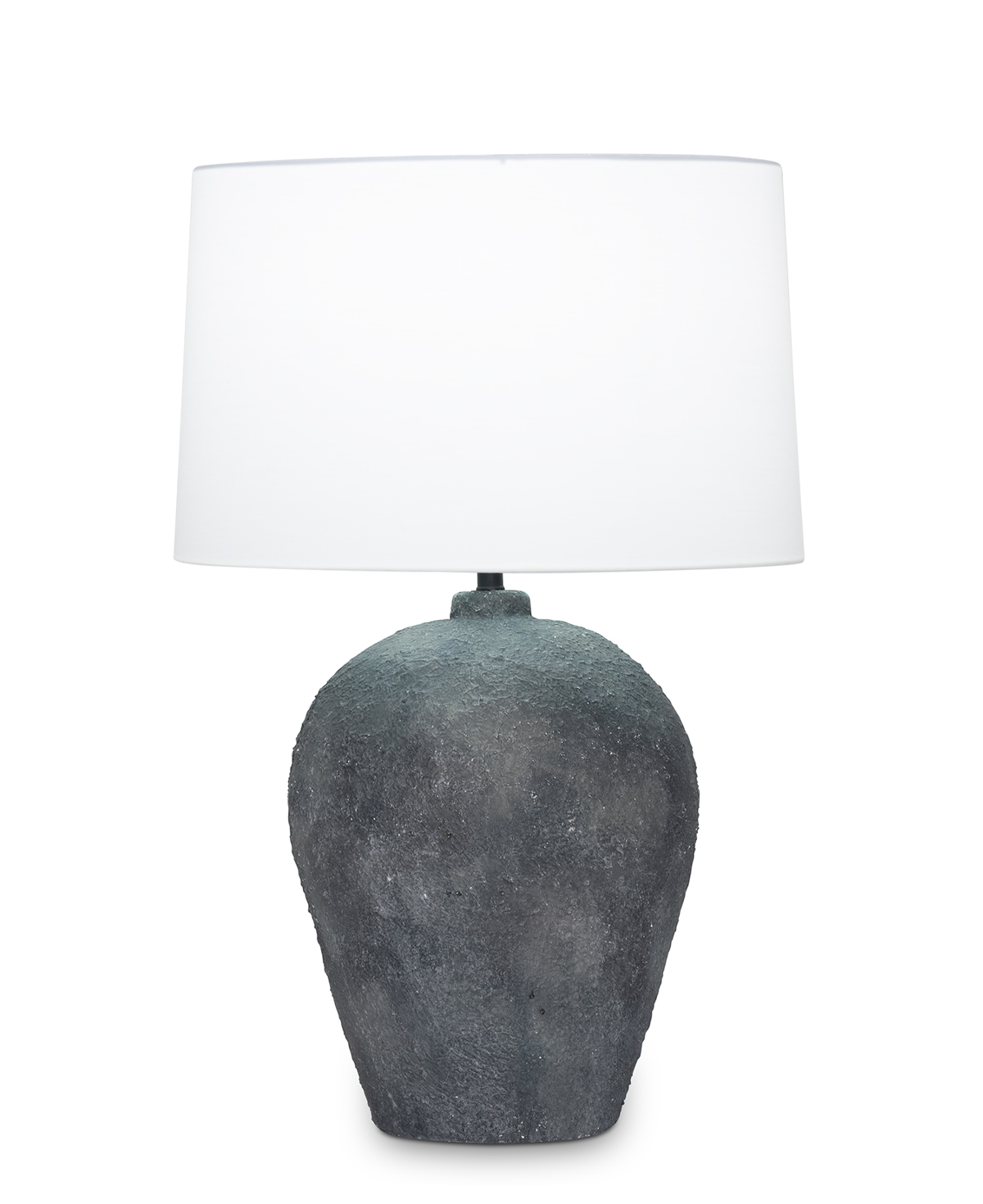 FlowDecor Leigh Table Lamp in ceramic with charcoal matte stipple finish and off-white cotton tapered drum shade (# 4545)