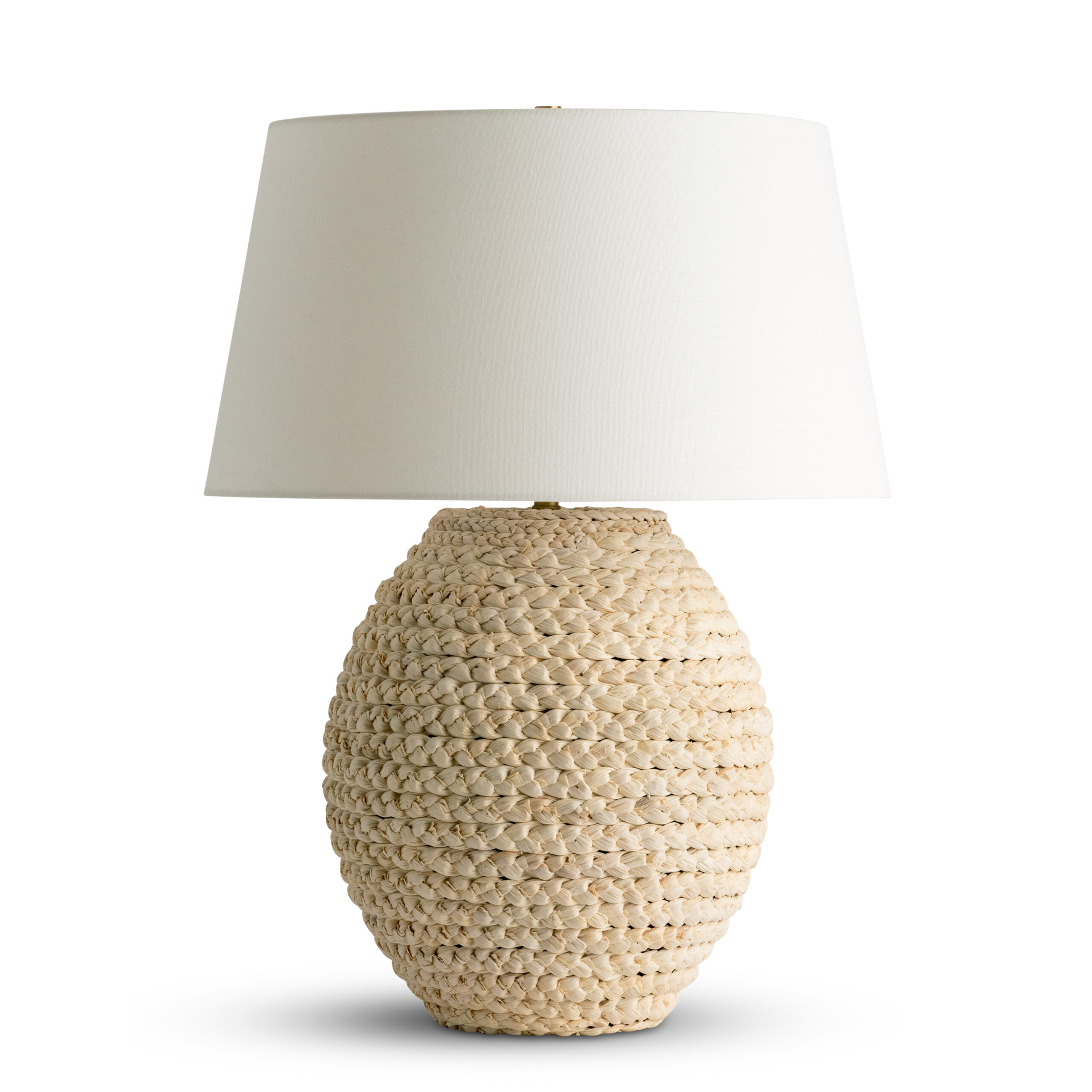 oristano-oatmeal-corn-husk-table-lamp-main-4695-OWL FlowDecor Oristano Table Lamp in corn husk with natural oatmeal finish and off-white linen tapered drum shade (# 4695)